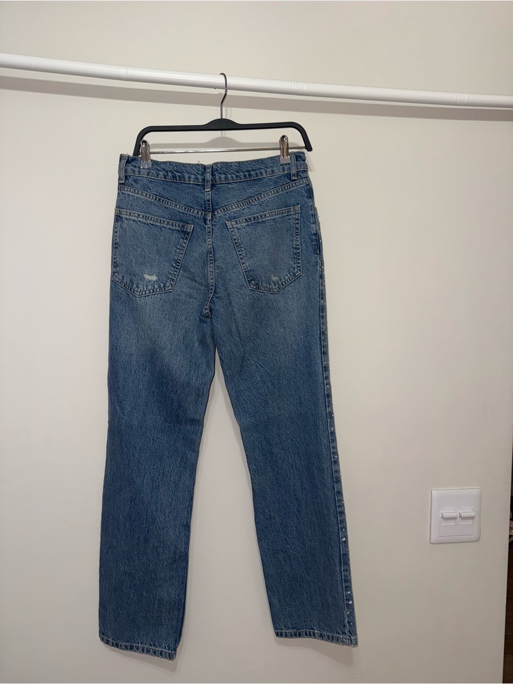 ASOS Blue Rhinestone-Studded Straight Leg Jeans - Picture 8 of 8